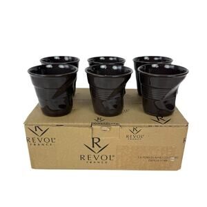 Revol Froisses Brown Porcelain Crumpled Tumblers Set of 6